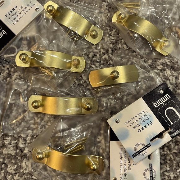 New UMBRA Ferro 3” & 1” Drawer Pull matte brass finish hardware for furniture - Picture 2 of 6